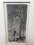 Vintage James Swann - Rain - Signed Etching Art Artist 