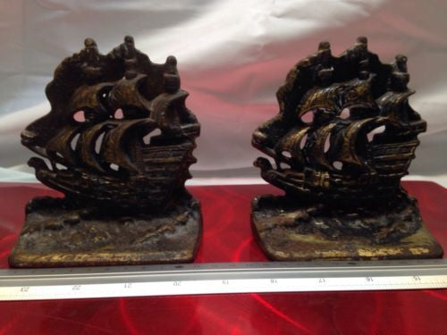 Cast Iron Clipper Ship Bookends Pirate Ship Boat Book Ends - Odd MoFo