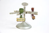 Vintage STANDARD Rotating Revolving Metal Rubber Stamp Holder Plus 2 stamps