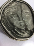 Handmade Pewter Man/Woman Necklace Medallion Folk Art - Odd MoFo