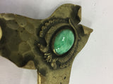 Vintage Turquoise / Brass Brooch