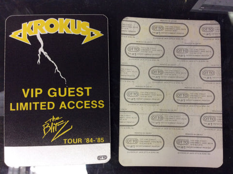 1984/85 Krokus The Blitz Tour OTTO Backstage Pass FREE SHIPPING - Odd MoFo